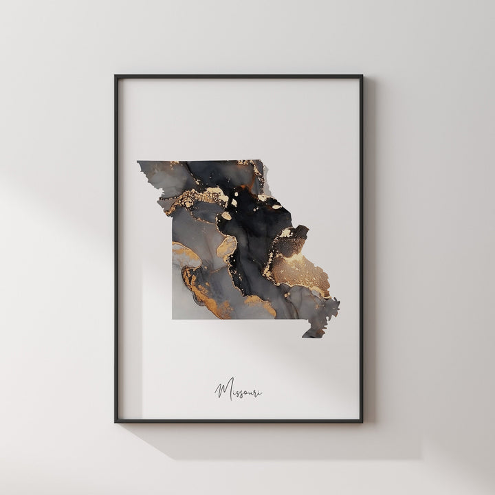 Missouri Map Black & Gold Wall Art Print US State | USA | United States of America