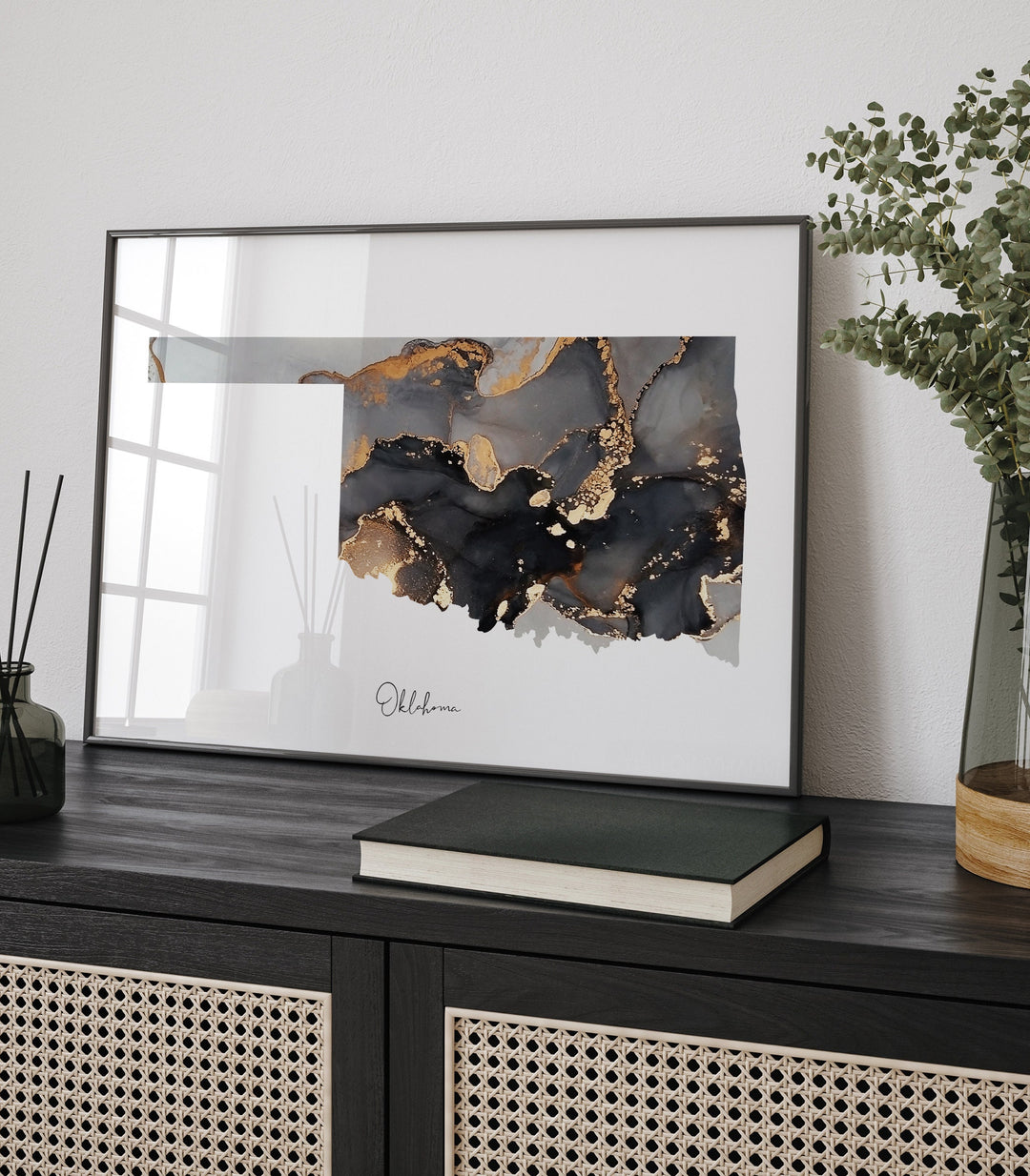 Oklahoma Map Black & Gold Wall Art Print US State | USA | United States of America