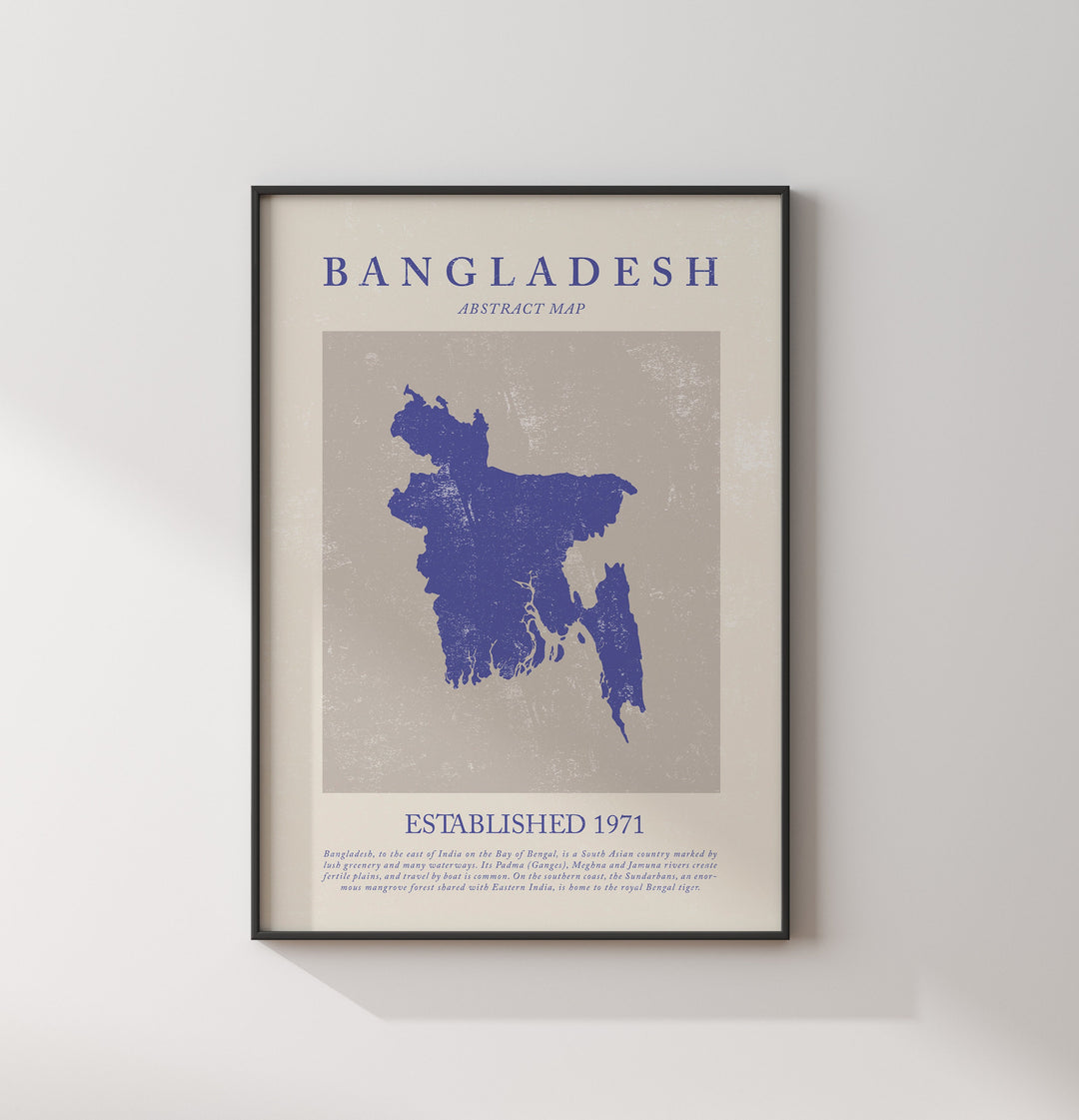 Bangladesh Map Vintage Abstract Wall Art Print Travel Poster