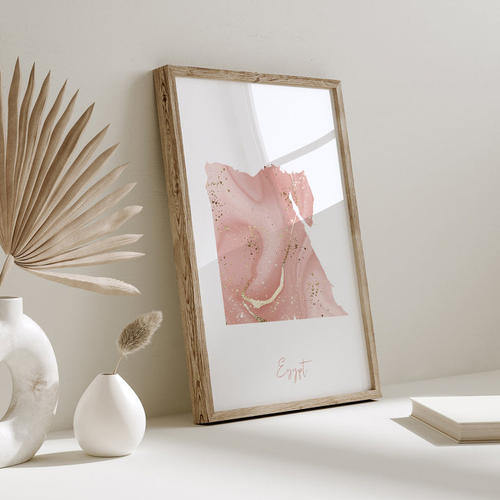 Egypt Map Pink and Gold Wall Art Print