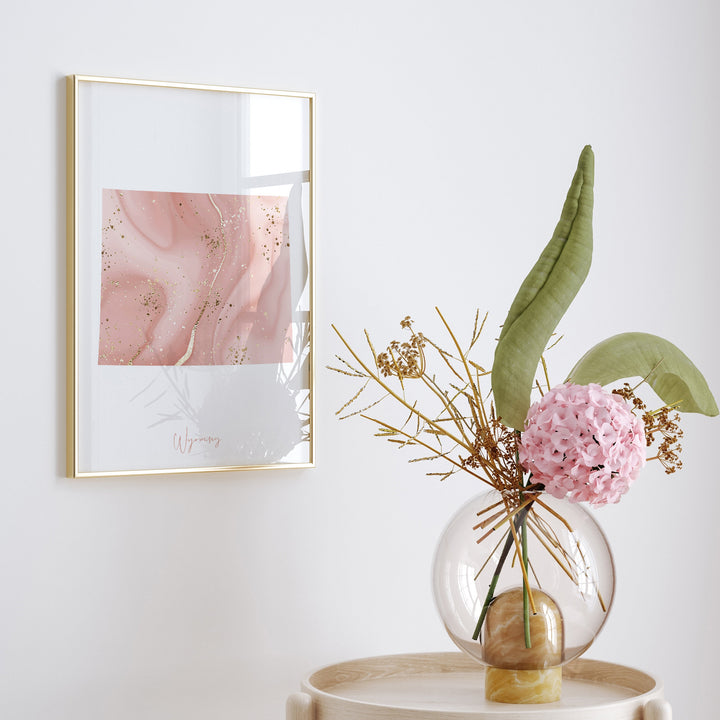 Wyoming Map Pink and Gold Wall Art Print | USA | US State | United States of America