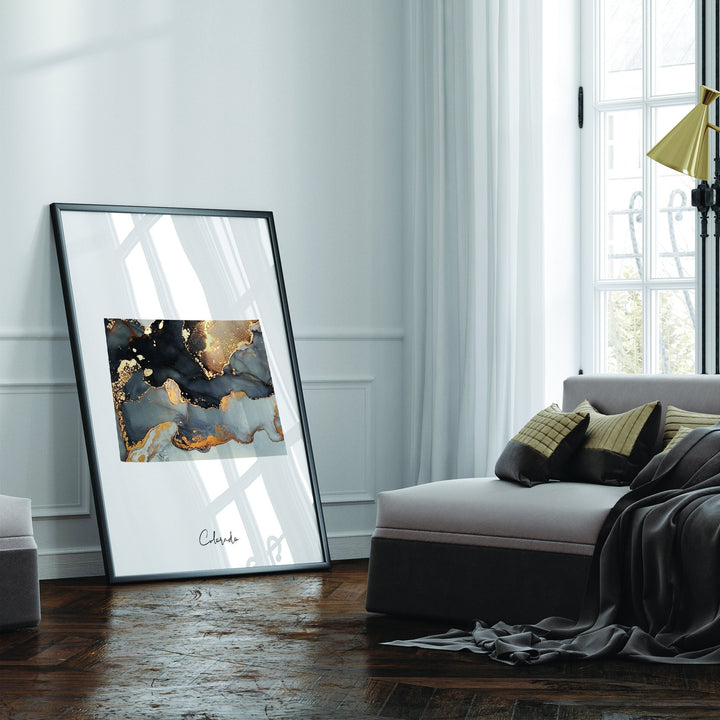 Colorado Map Black & Gold Wall Art Print US State