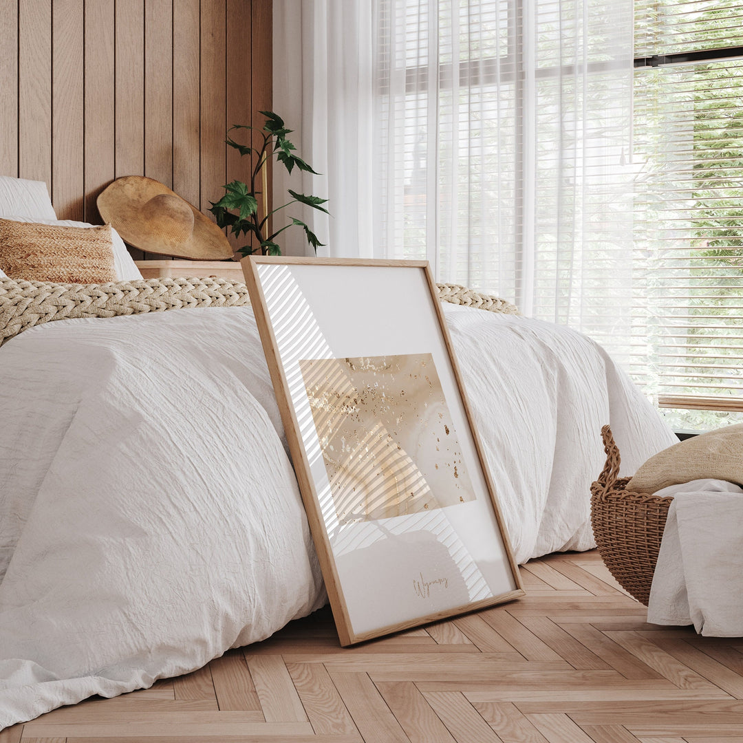 Wyoming Map Beige & Gold Wall Art Print | US State | USA | United States of America