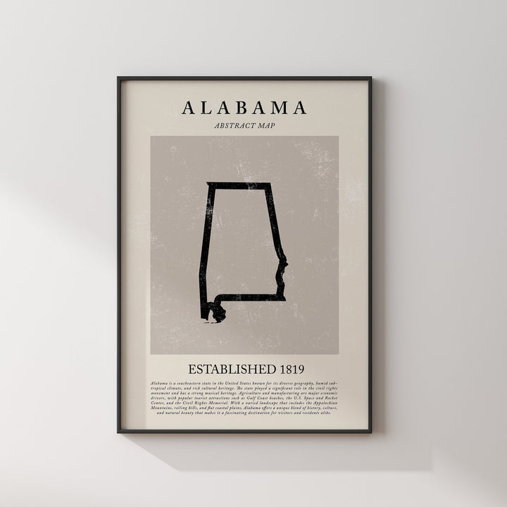 Abstract Alabama Map Vintage Wall Art Print United States of America USA Travel Poster