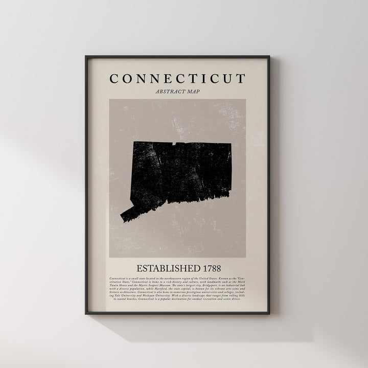 Abstract Connecticut Map Vintage Wall Art Print US State | United States of America | USA Travel Poster