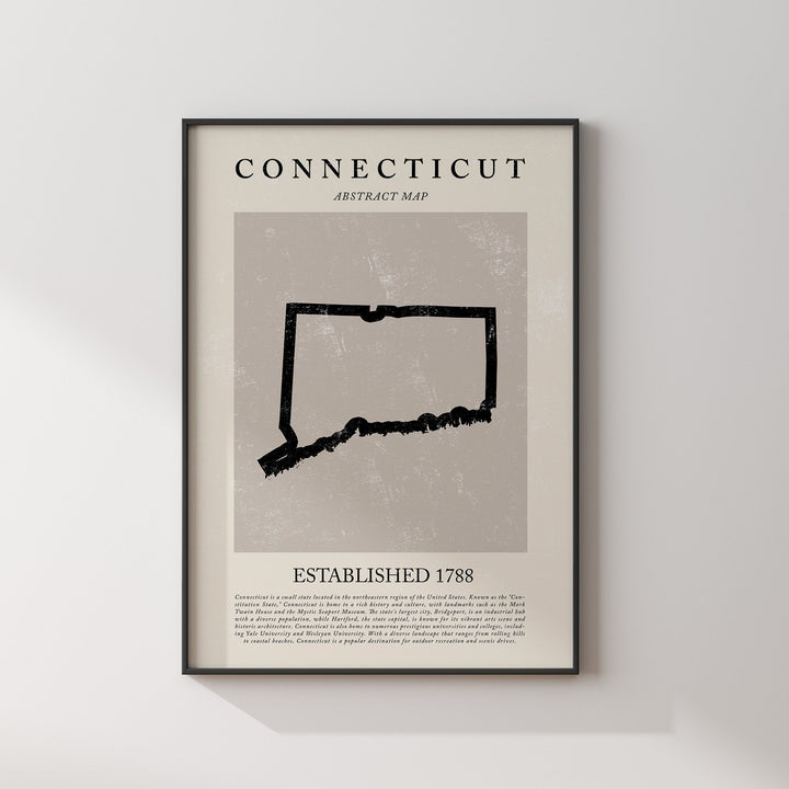 Abstract Connecticut Map Vintage Wall Art Print US State | United States of America | USA Travel Poster