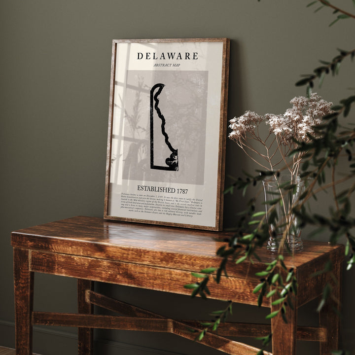 Abstract Delaware Map Vintage Wall Art Print US State | United States of America | USA Travel Poster