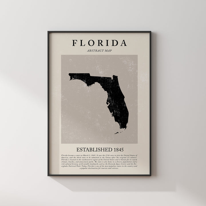 Abstract Florida Map Vintage Wall Art Print US State | United States of America | USA Travel Poster