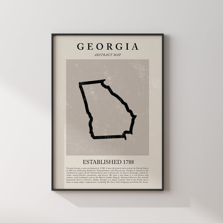 Abstract Georgia Map Vintage Wall Art Print US State | United States of America | USA Travel Poster