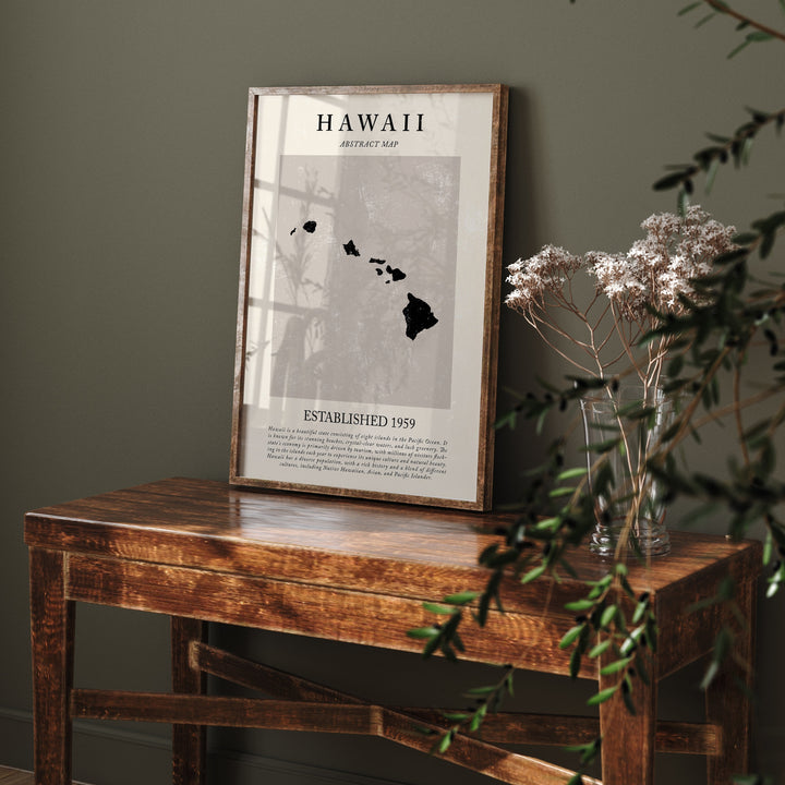 Abstract Hawaii Map Vintage Wall Art Print US State | United States of America | USA Travel Poster