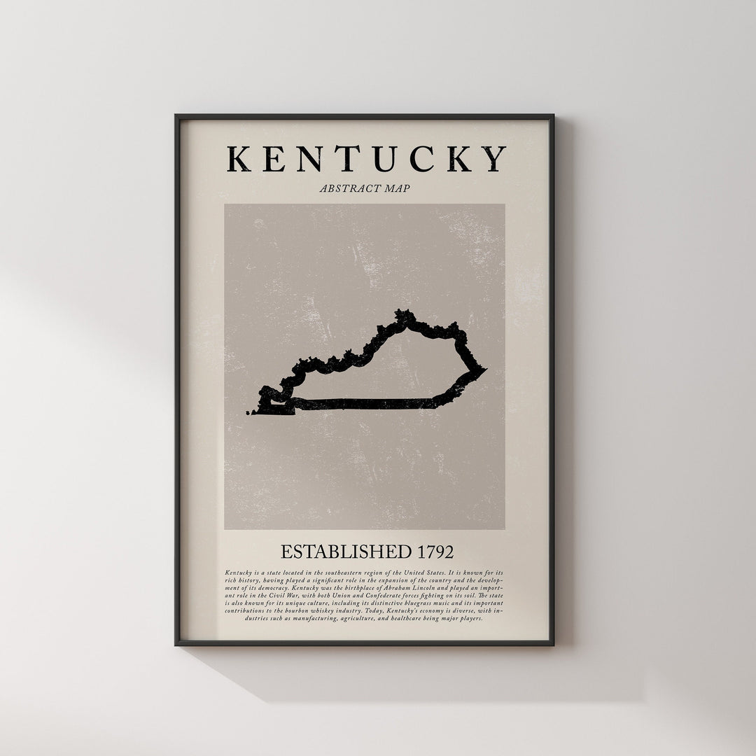 Abstract Kentucky Map Vintage Wall Art Print US State | United States of America | USA Travel Poster