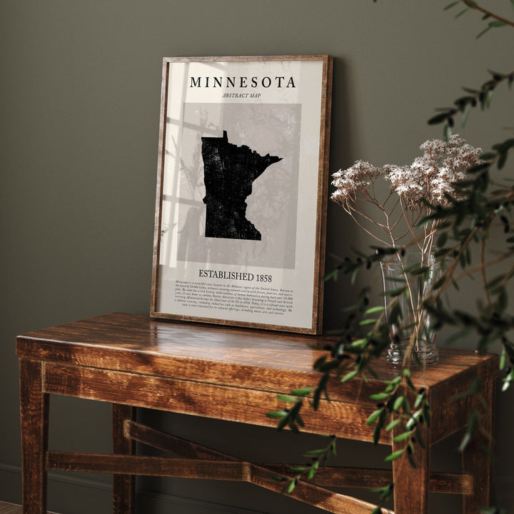 Abstract Minnesota Map Vintage Wall Art Print US State | United States of America | USA Travel Poster