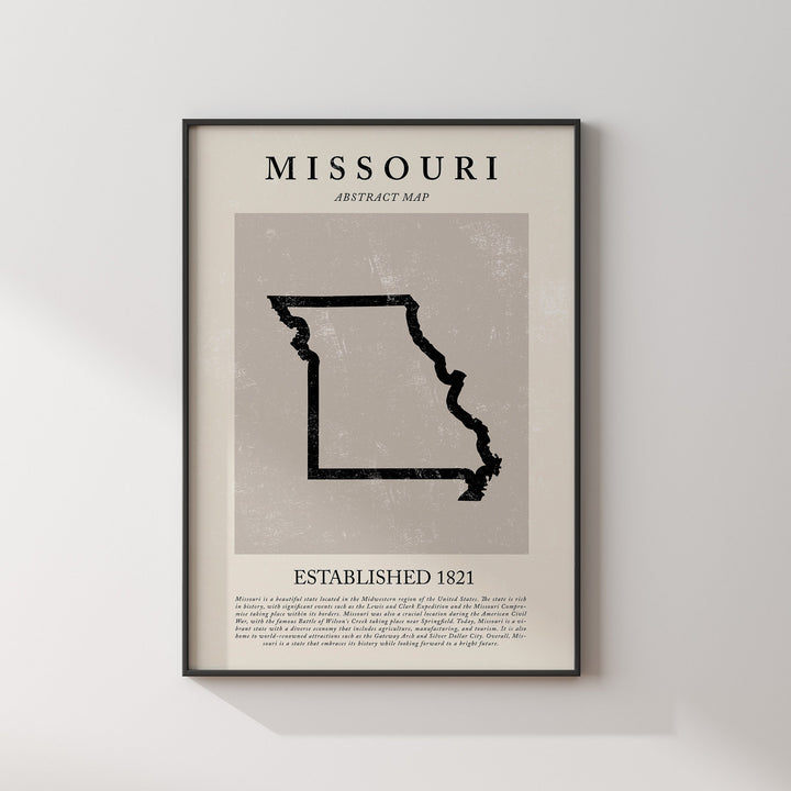 Abstract Missouri Map Vintage Wall Art Print US State | United States of America | USA Travel Poster
