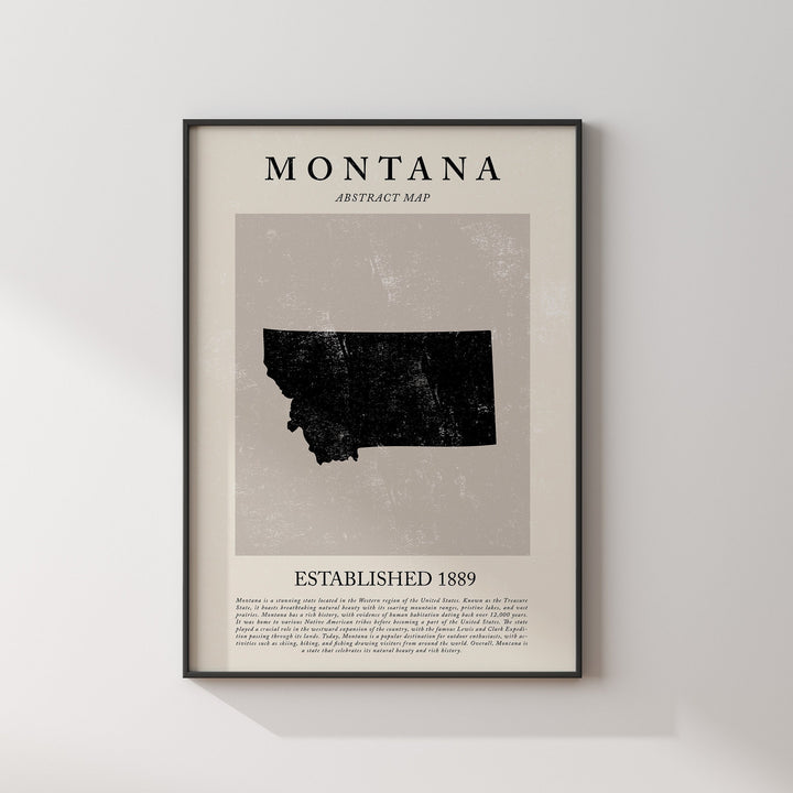Abstract Montana Map Vintage Wall Art Print US State | United States of America | USA Travel Poster