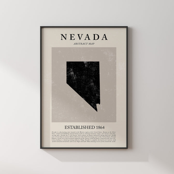 Abstract Nevada Map Vintage Wall Art Print US State | United States of America | USA Travel Poster