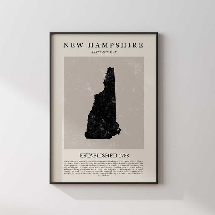 Abstract New Hampshire Map Vintage Wall Art Print US State | United States of America | USA Travel Poster