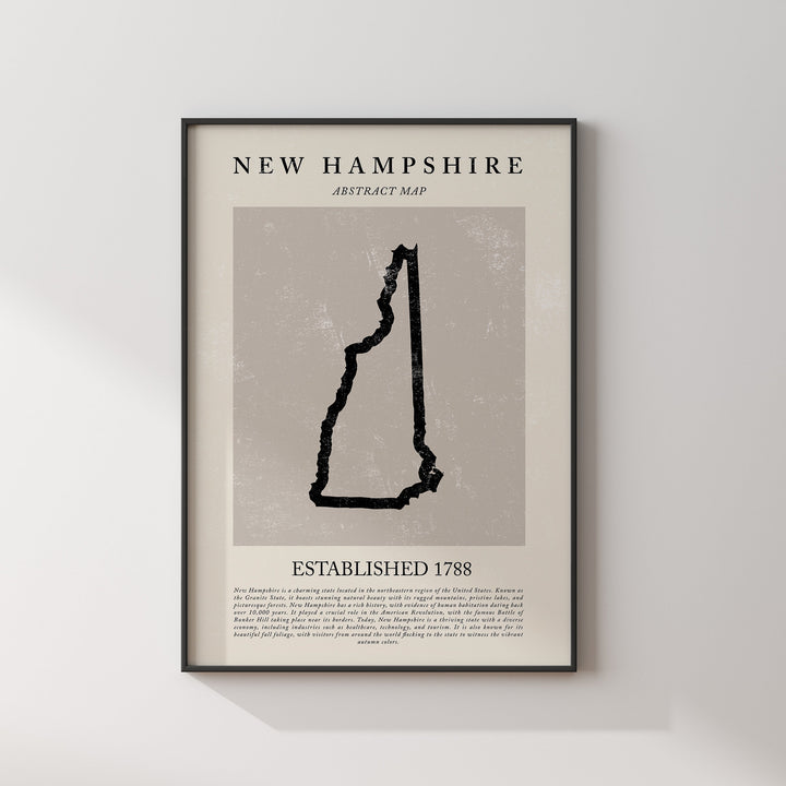 Abstract New Hampshire Map Vintage Wall Art Print US State | United States of America | USA Travel Poster