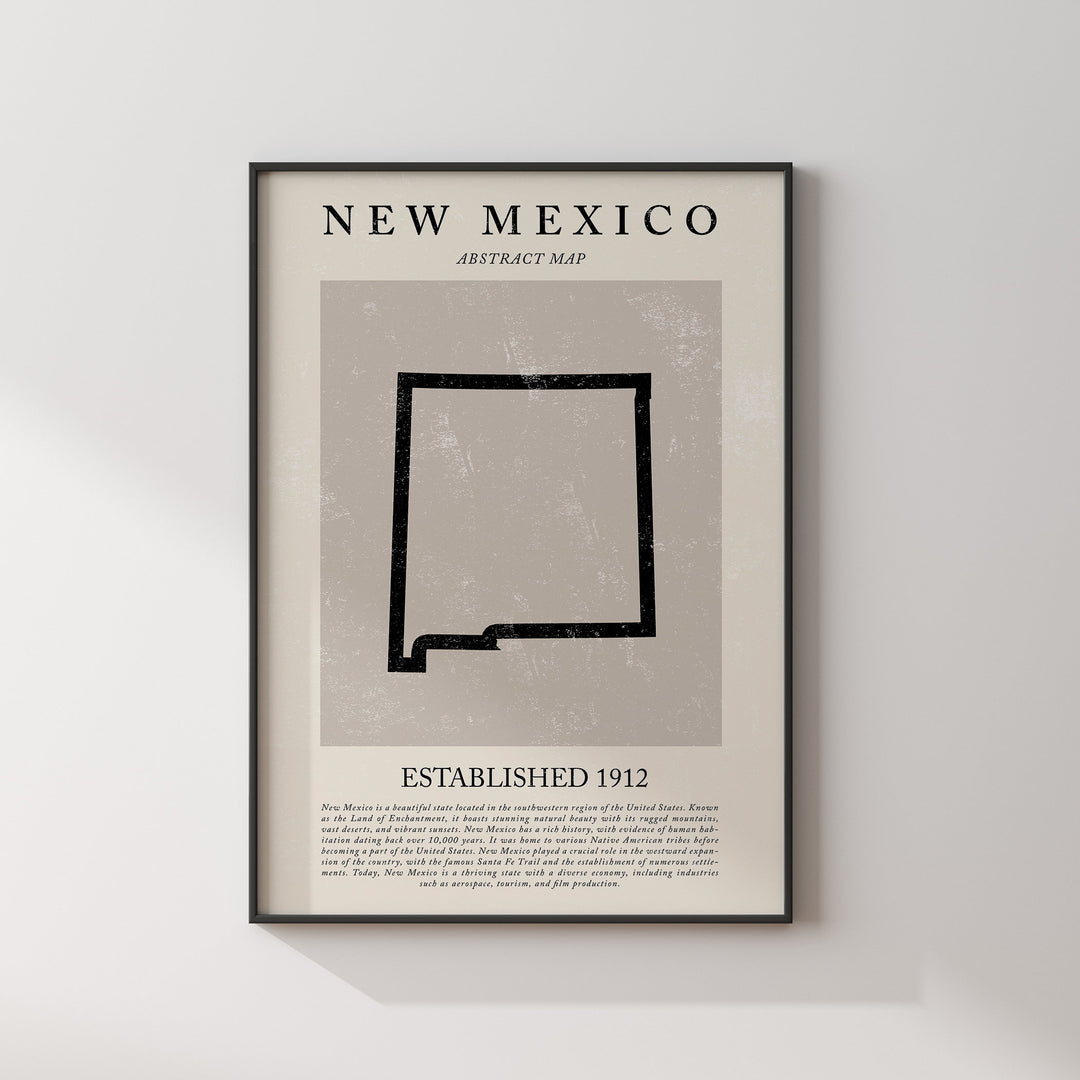 Abstract New Mexico Map Vintage Wall Art Print US State | United States of America | USA Travel Poster