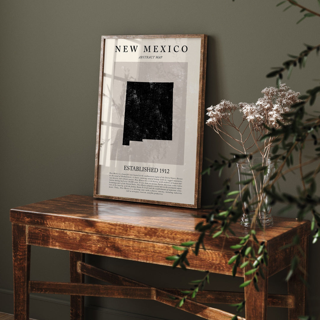 Abstract New Mexico Map Vintage Wall Art Print US State | United States of America | USA Travel Poster