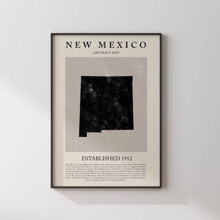 Abstract New Mexico Map Vintage Wall Art Print US State | United States of America | USA Travel Poster