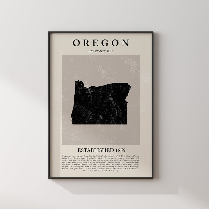 Abstract Oregon Map Vintage Wall Art Print US State | United States of America | USA Travel Poster