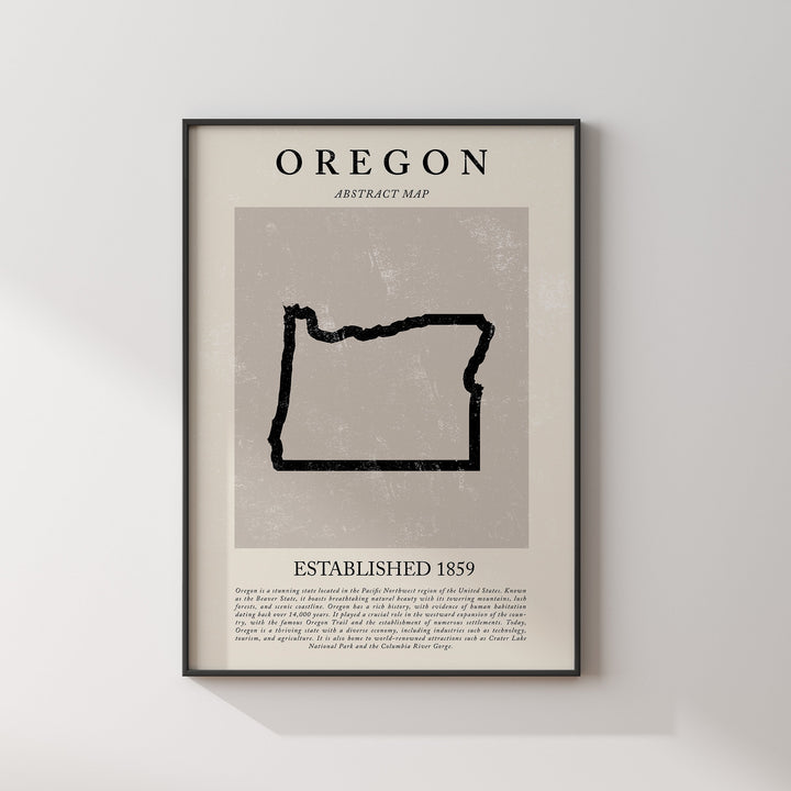 Abstract Oregon Map Vintage Wall Art Print US State | United States of America | USA Travel Poster