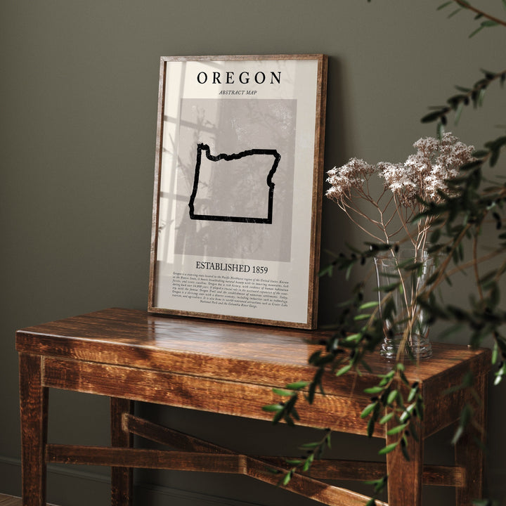 Abstract Oregon Map Vintage Wall Art Print US State | United States of America | USA Travel Poster