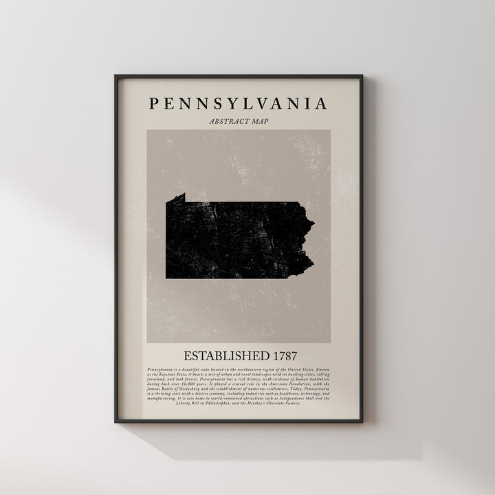 Abstract Pennsylvania Map Vintage Wall Art Print US State | United States of America | USA Travel Poster