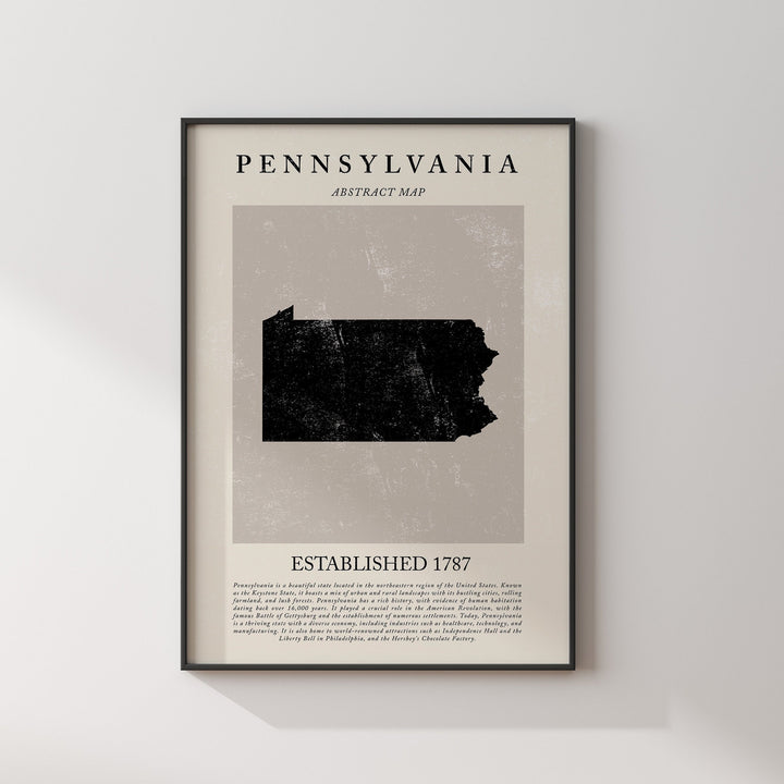 Abstract Pennsylvania Map Vintage Wall Art Print US State | United States of America | USA Travel Poster