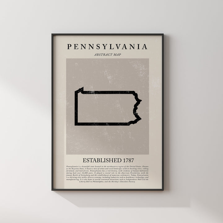 Abstract Pennsylvania Map Vintage Wall Art Print US State | United States of America | USA Travel Poster