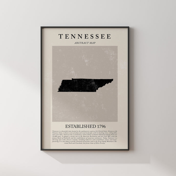 Abstract Tennessee Map Vintage Wall Art Print US State | United States of America | USA Travel Poster