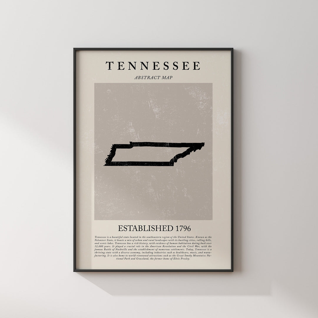 Abstract Tennessee Map Vintage Wall Art Print US State | United States of America | USA Travel Poster