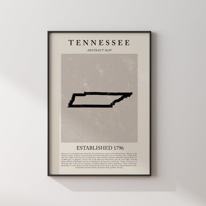 Abstract Tennessee Map Vintage Wall Art Print US State | United States of America | USA Travel Poster