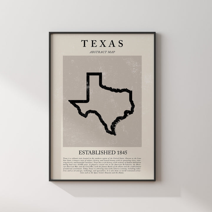 Abstract Texas Map Vintage Wall Art Print US State | United States of America | USA Travel Poster