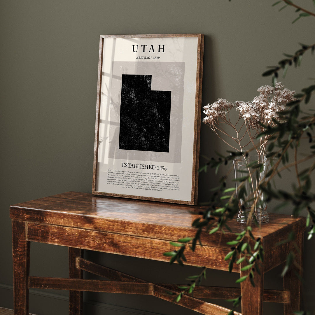 Abstract Utah Map Vintage Wall Art Print US State | United States of America | USA Travel Poster