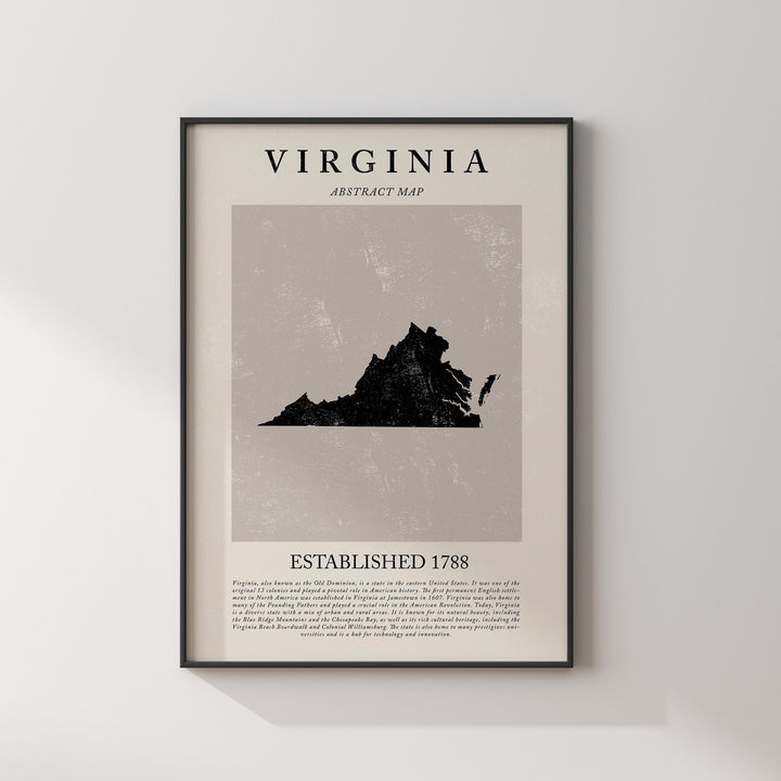 Abstract Virginia Map Vintage Wall Art Print US State | United States of America | USA Travel Poster