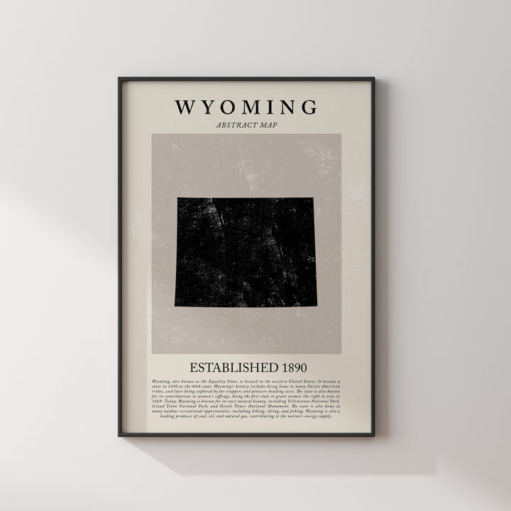 Abstract Wyoming Map Vintage Wall Art Print US State | United States of America | USA Travel Poster
