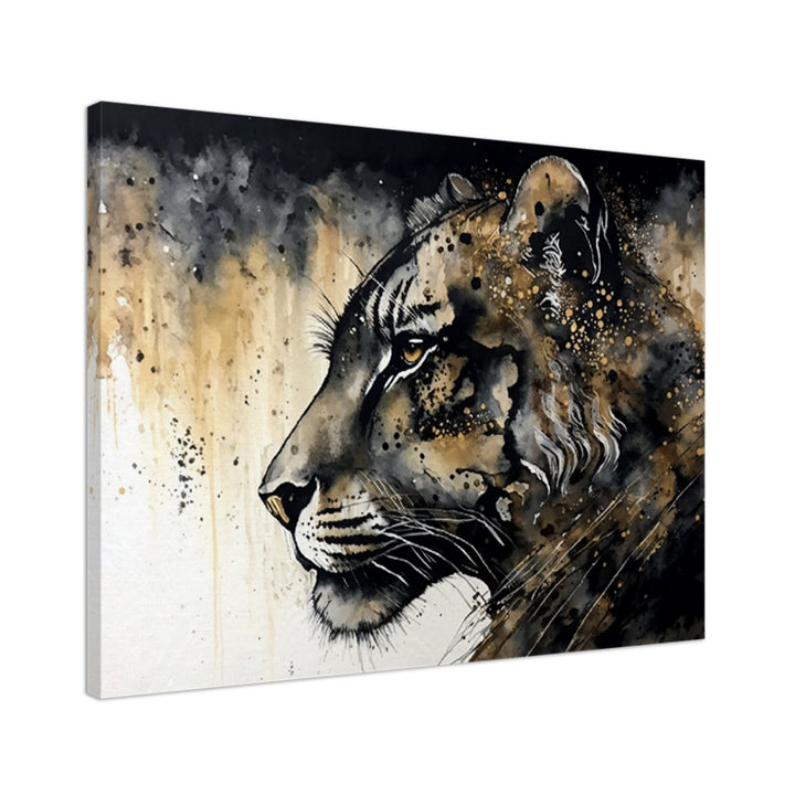 Tiger Art | Black & Gold Tiger Canvas Wall Art | Tiger Wall Art