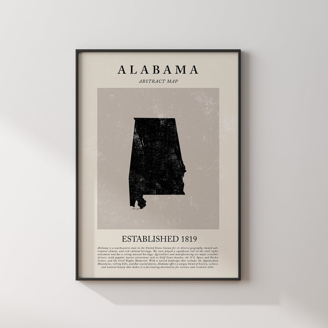 Abstract Alabama Map Vintage Wall Art Print United States of America USA Travel Poster