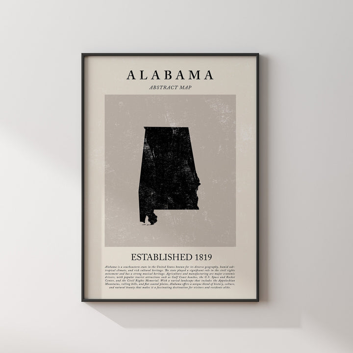 Abstract Alabama Map Vintage Wall Art Print United States of America USA Travel Poster