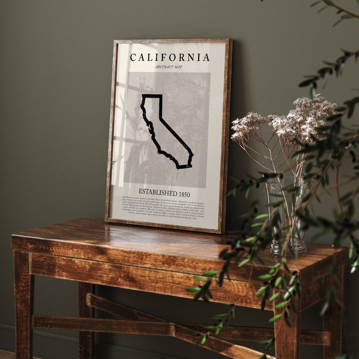 Abstract California Map Vintage Wall Art Print US State | United States of America | USA Travel Poster