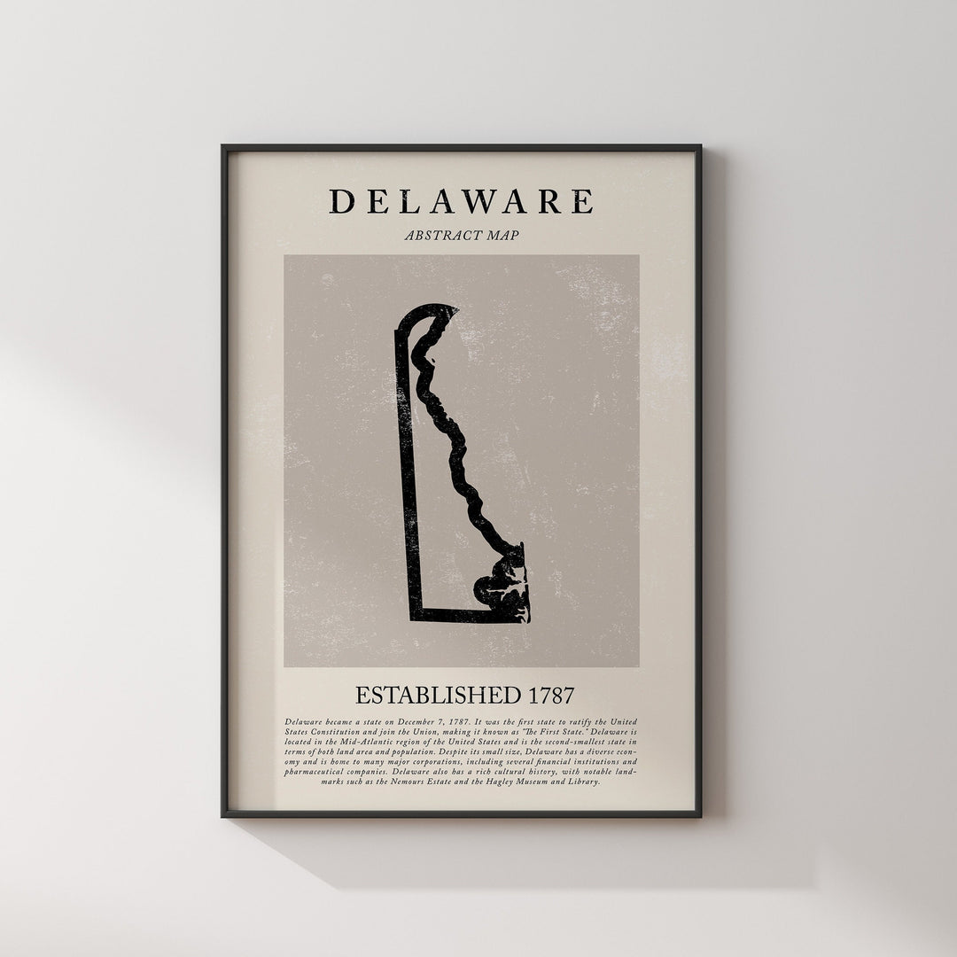 Abstract Delaware Map Vintage Wall Art Print US State | United States of America | USA Travel Poster