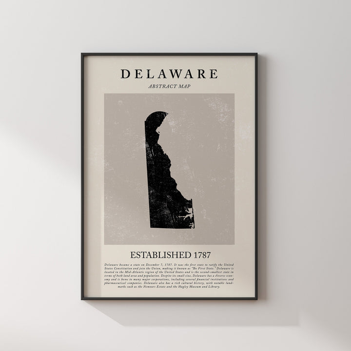 Abstract Delaware Map Vintage Wall Art Print US State | United States of America | USA Travel Poster
