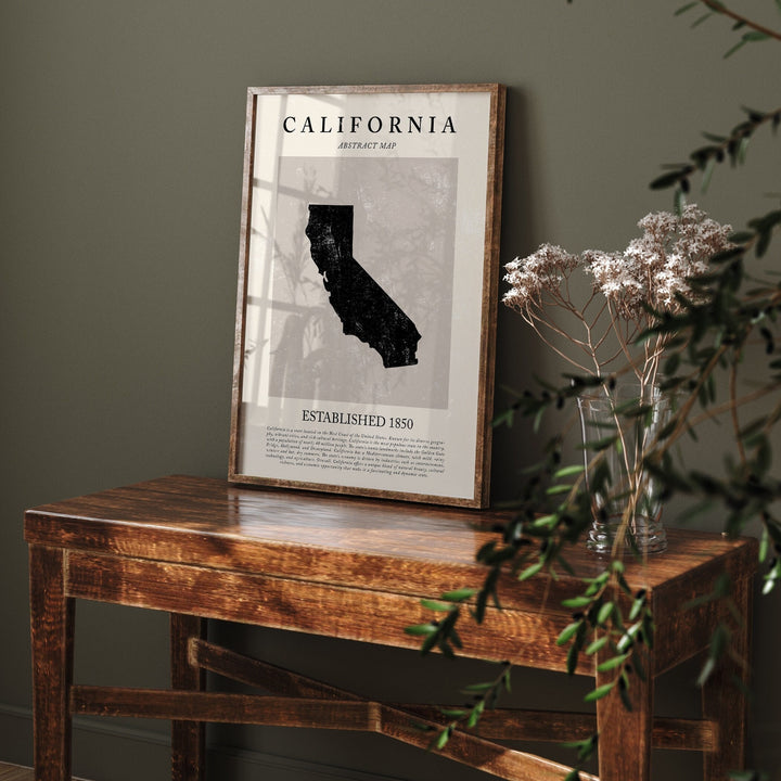 Abstract California Map Vintage Wall Art Print US State | United States of America | USA Travel Poster
