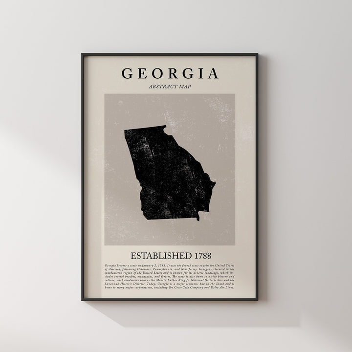 Abstract Georgia Map Vintage Wall Art Print US State | United States of America | USA Travel Poster