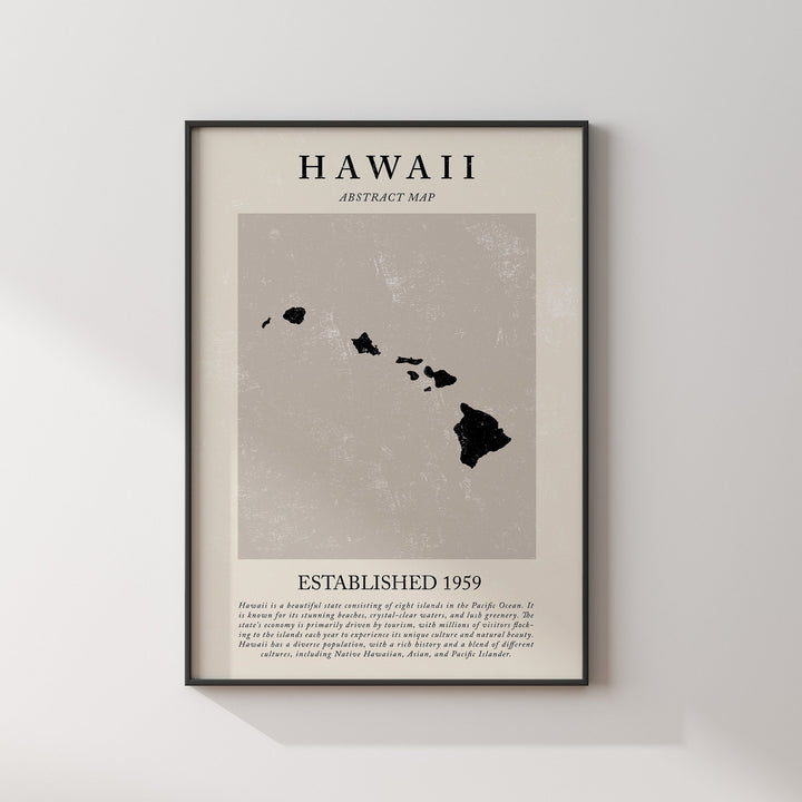Abstract Hawaii Map Vintage Wall Art Print US State | United States of America | USA Travel Poster