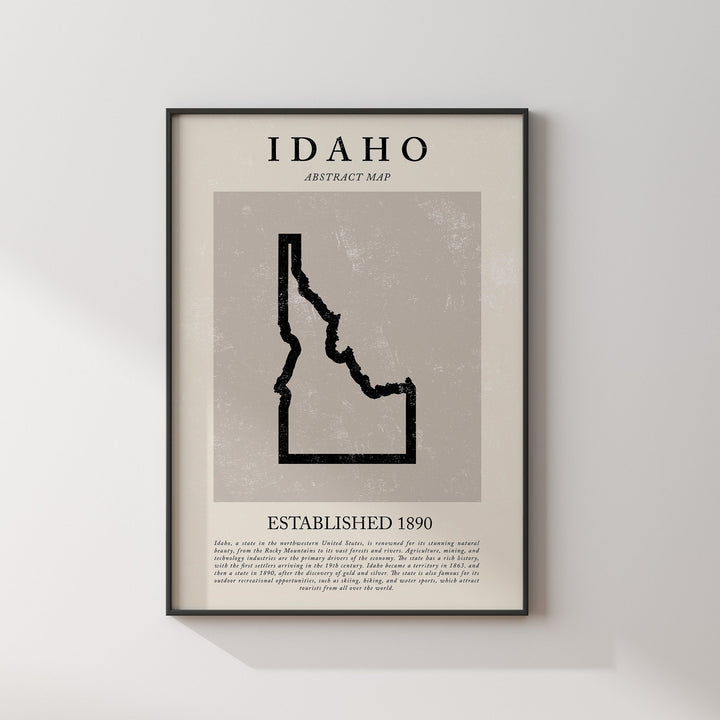 Abstract Idaho Map Vintage Wall Art Print US State | United States of America | USA Travel Poster