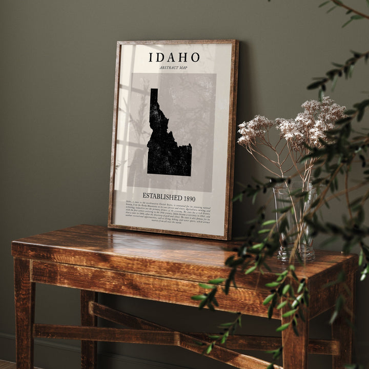 Abstract Idaho Map Vintage Wall Art Print US State | United States of America | USA Travel Poster