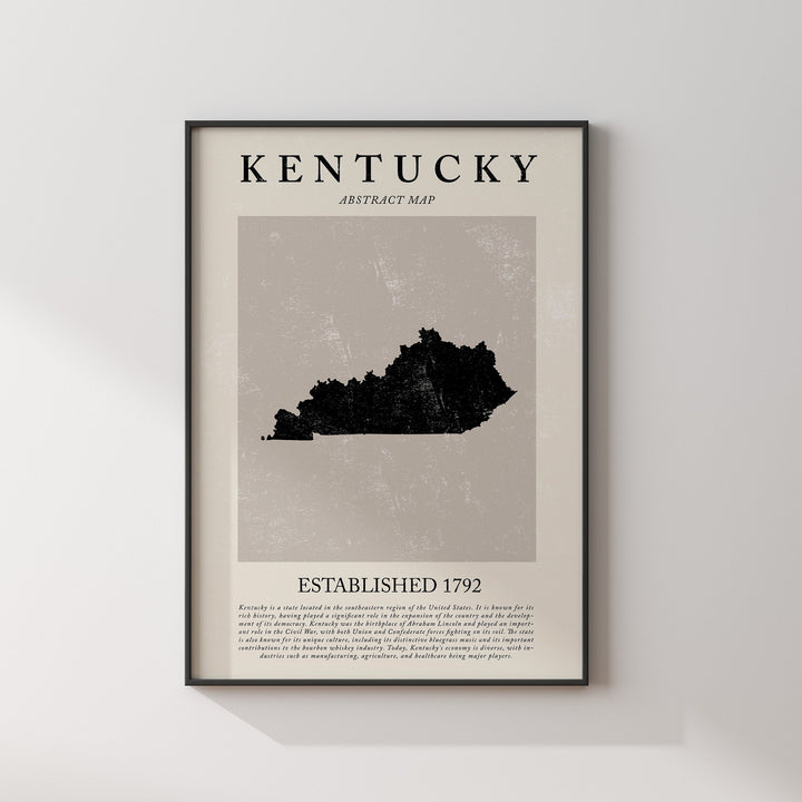 Abstract Kentucky Map Vintage Wall Art Print US State | United States of America | USA Travel Poster