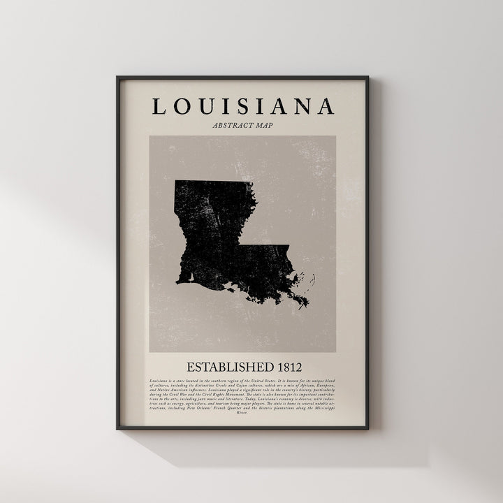 Abstract Louisiana Map Vintage Wall Art Print US State | United States of America | USA Travel Poster